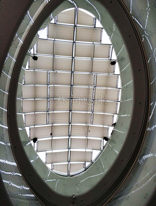 安装顶部遮阳系统后顶部玻璃幕墙实景图