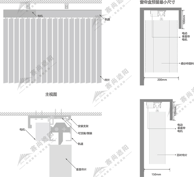 电动垂直帘安装方式