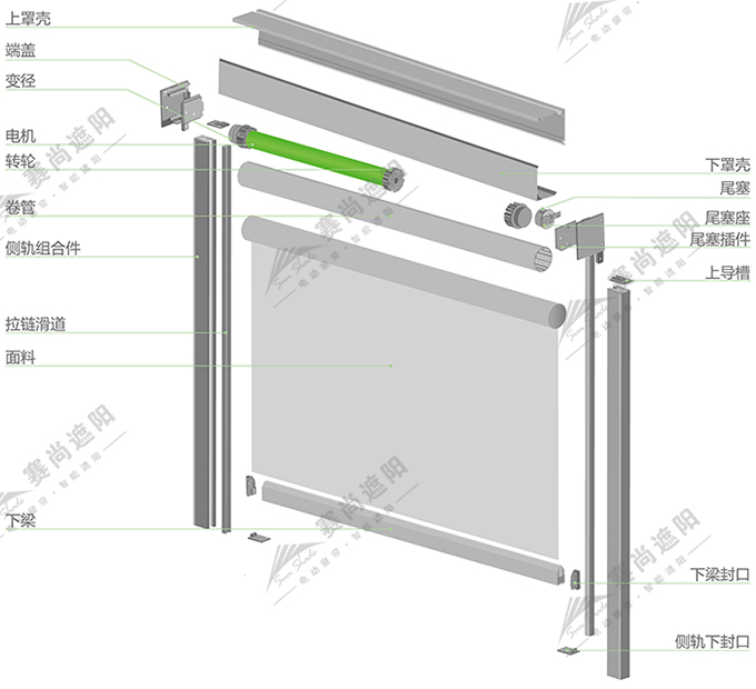 室外电动卷帘产品结构图