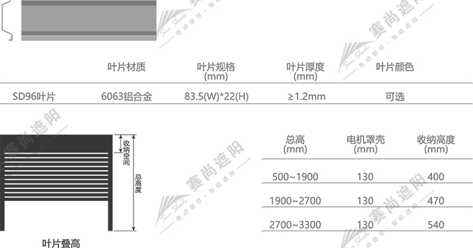 SD96升降调光百叶叶片参数