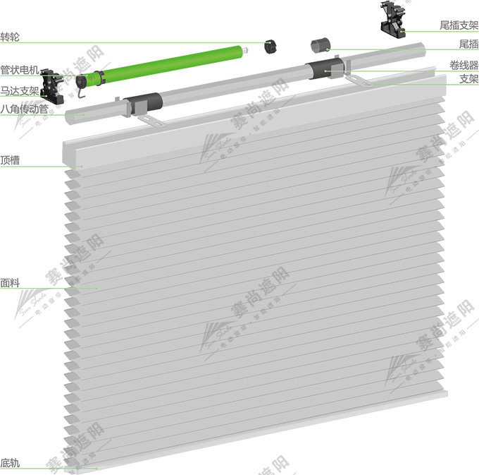 电动蜂巢帘产品结构图