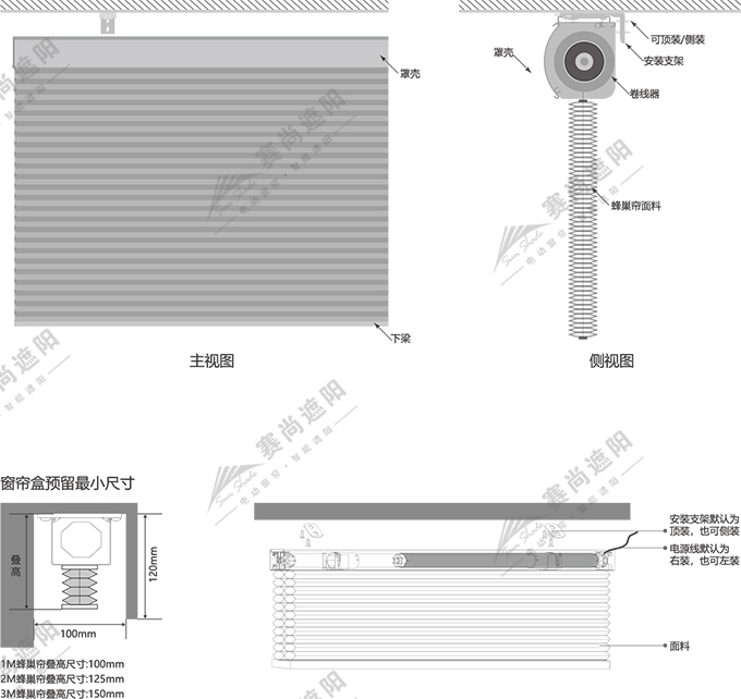 电动蜂巢帘安装方式