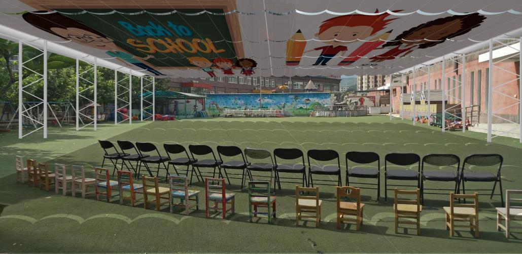 幼儿园户外电动遮阳帘方案效果图展示