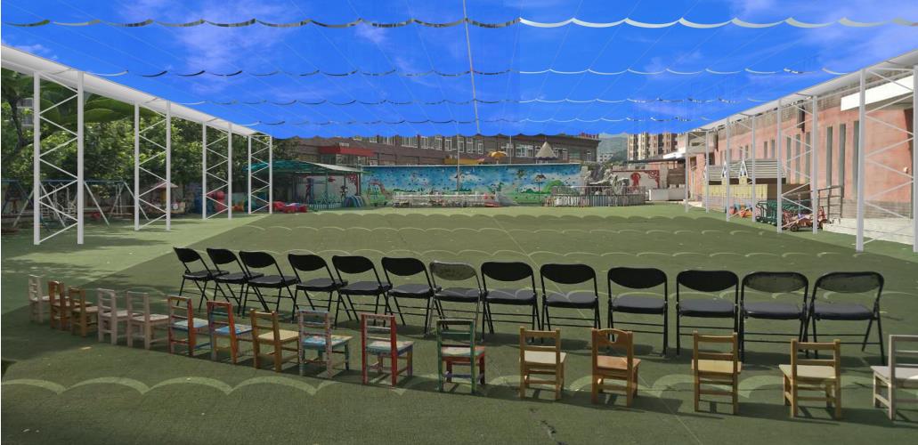 幼儿园户外电动遮阳帘方案效果图展示